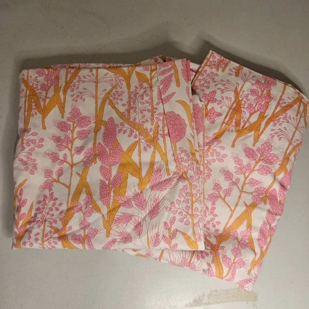 Vintage Wamsutta Ultracale Twin Sheet Set Pink Yellow Floral Wheat Made in USA